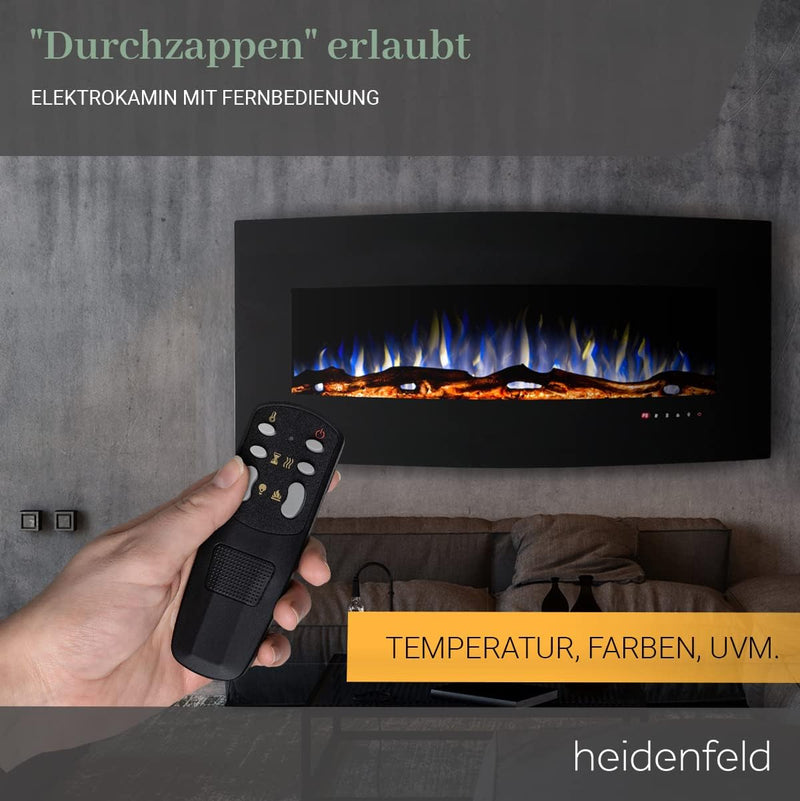 Heidenfeld Elektrokamin HF-WK400 - 𝟯 𝐉𝐀𝐇𝐑𝐄 𝐆𝐀𝐑𝐀𝐍𝐓𝐈𝐄 - 1500 Watt - LED Kamin mit 10 Farben - Fernbedi