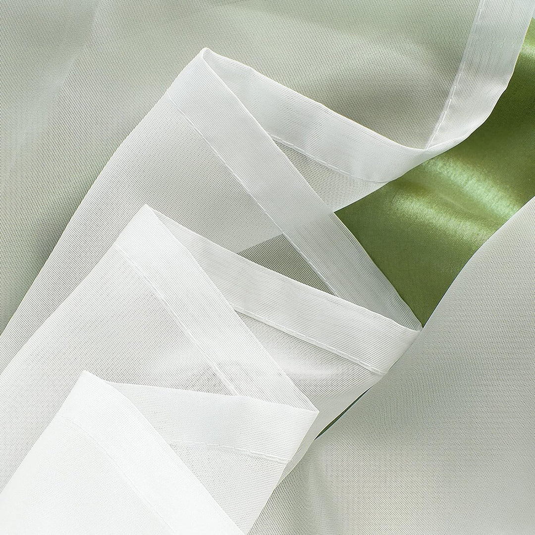 SIMPVALE Voile Curtains Panel Semi Transparent Sheer Window Net Curtains Floral Embroidered Drape wi