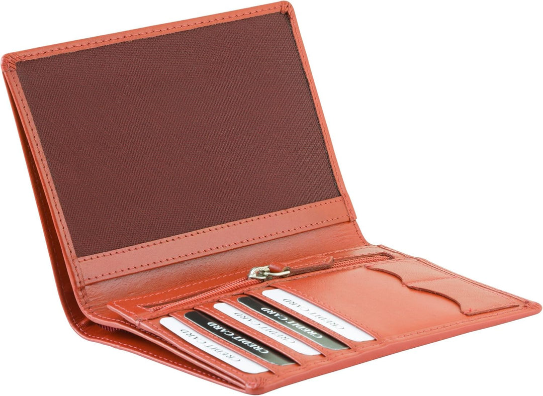 Koruma RFID/NFC Blocker echtes Leder Reisebrieftasche Reisepasshülle und Bankkarten Schutz (ROT), Ro