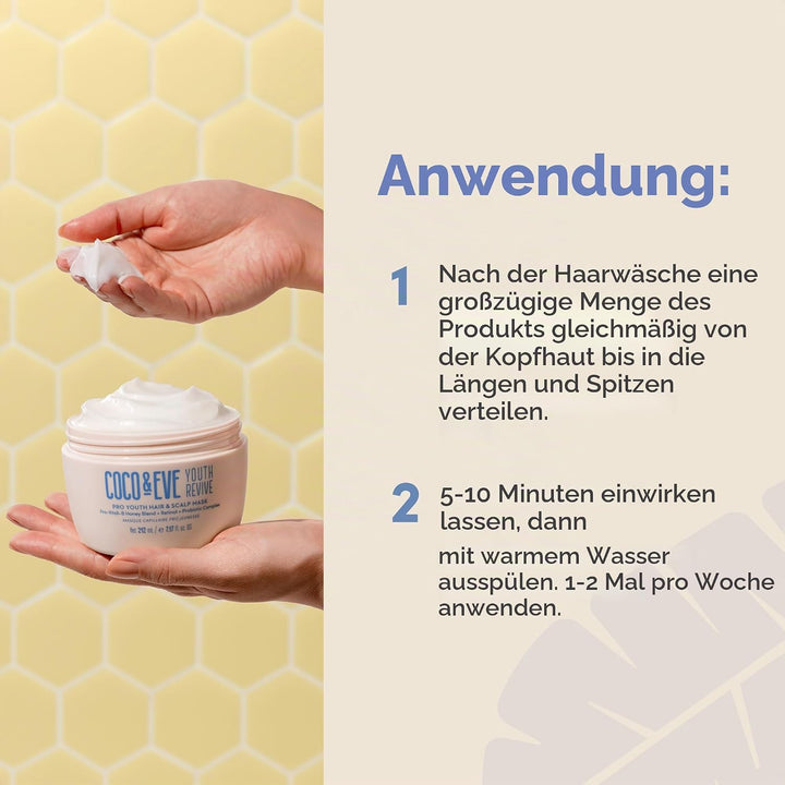 Coco &amp; Eve Pro Youth Haarmaske. Anti-Aging Haarmaske für Kraft, Glanz &amp; Volumen. Reguliert Schuppen