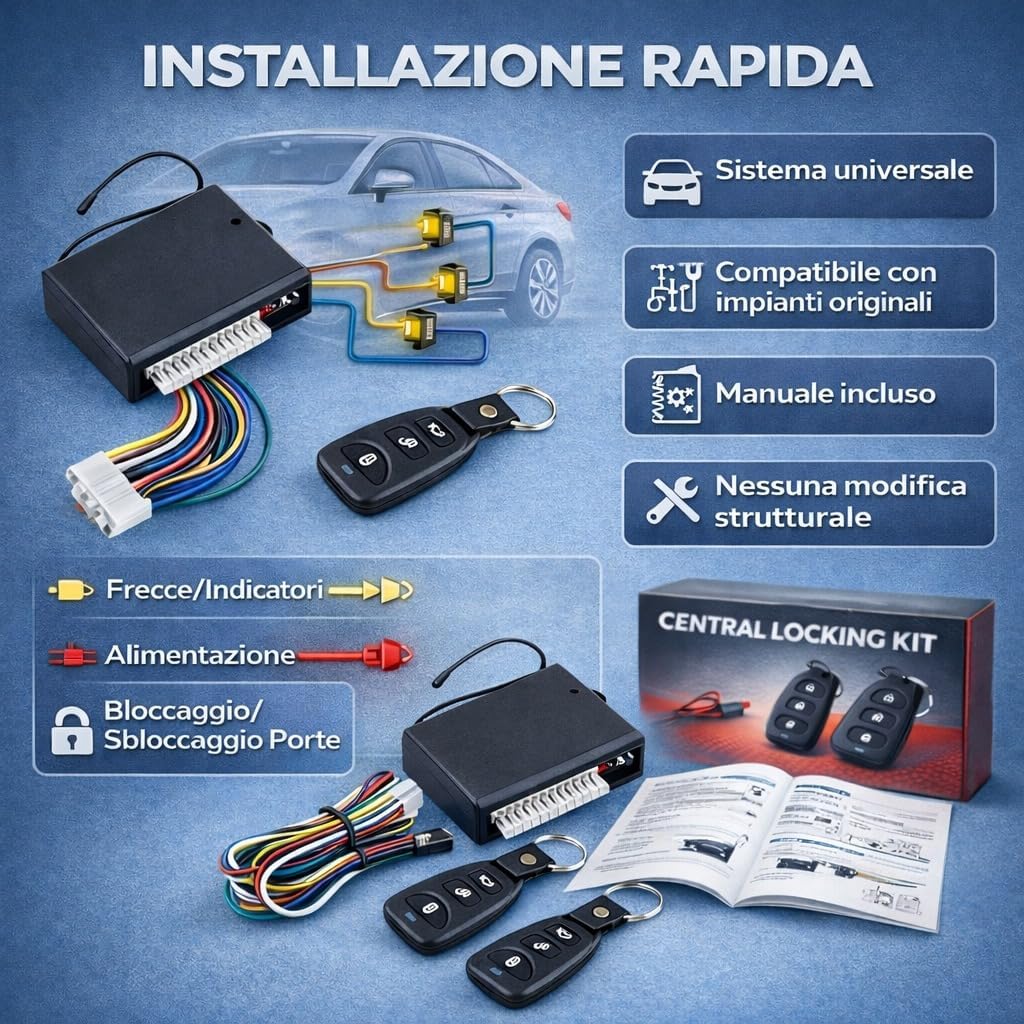 Zentralverriegelung für Autotür mit 2 Universal-Fernbedienungen.