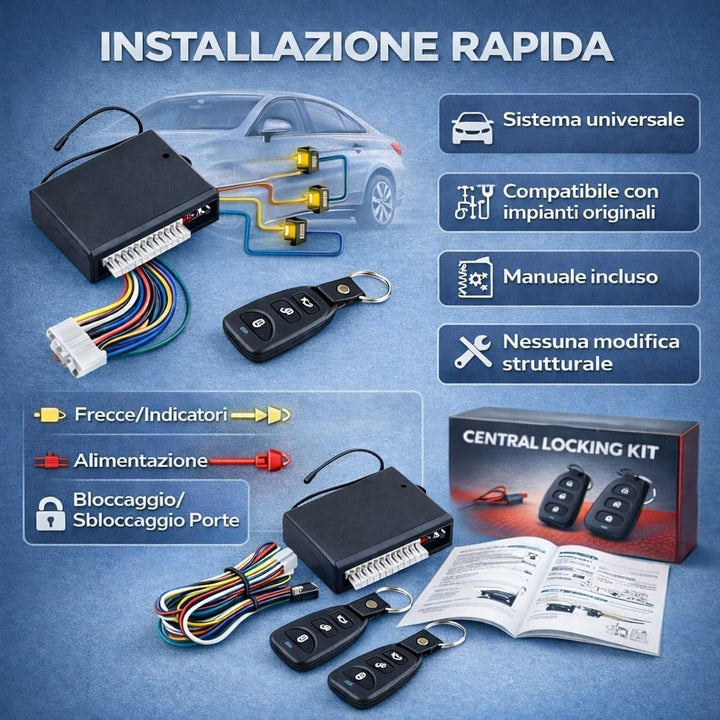 Zentralverriegelung für Autotür mit 2 Universal-Fernbedienungen.