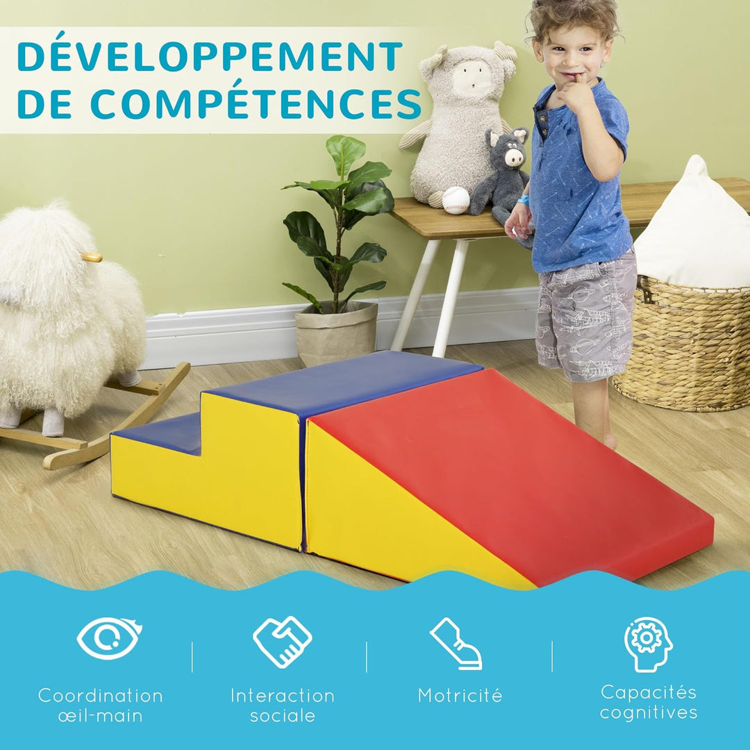 HOMCOM Baby-Motorik-Parcours, modular, Kletterspielzeug, Schaumstoff-Bausteine Lernspielzeug, 2 Ries