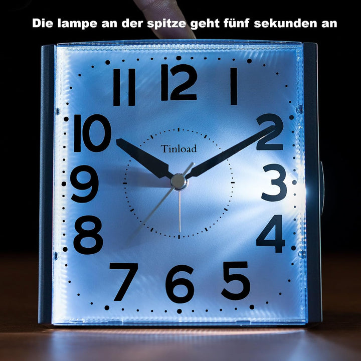 Tinload Analog Seniorenwecker mit Nachtlicht, 4.7 Zoll grosses Zifferblatt, Tischuhr mit Schlummerfu