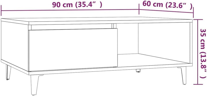 WIFESE Couchtisch mit Offenes Fach 90x60x35 cm Beistelltisch Holz Modernes Design Wohnzimmertisch Kl