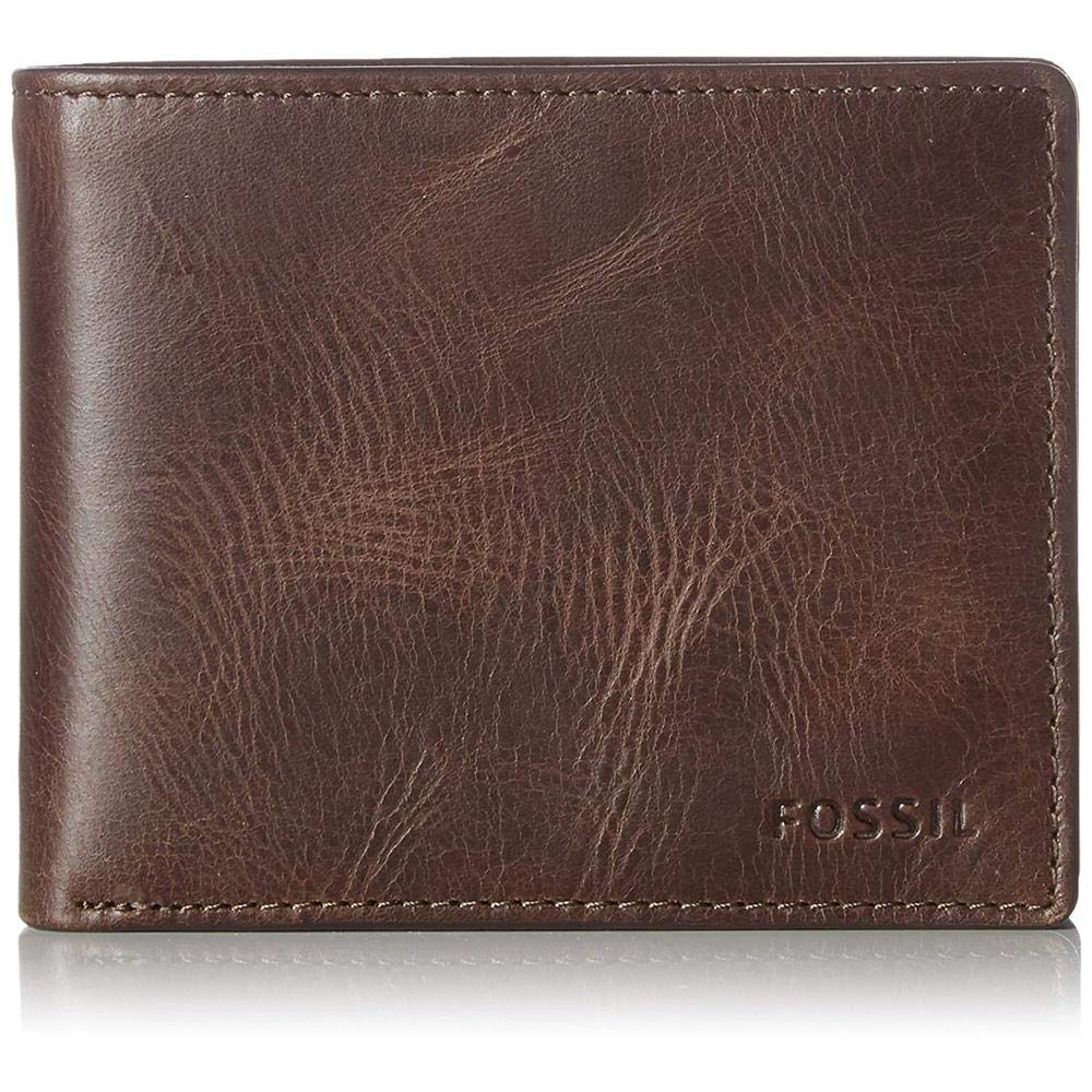 Fossil Geldbörse für Herren Derrick, Leder Bifold Dunkelbraun 11,4 cm L x 2,5 cm B x 9,5 cm H ML3687