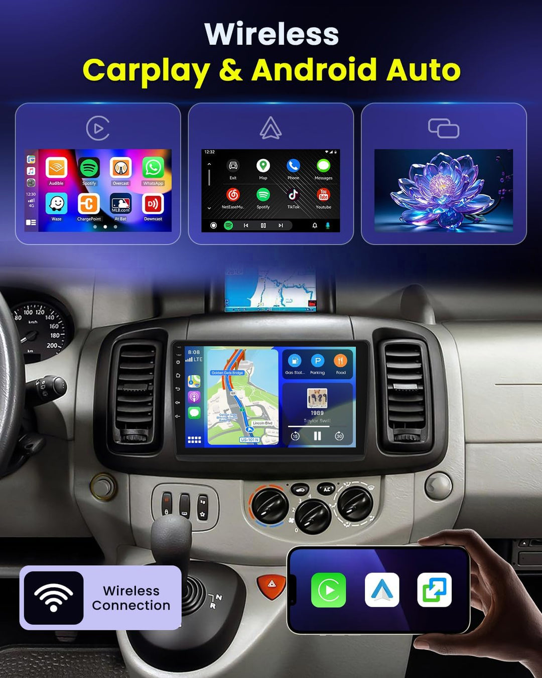 Hikity 2+64GB Android 15 Autoradio für Opel Vivaro 2006–2010/Trafic 2001–2010/Nissan Primastar 2006–