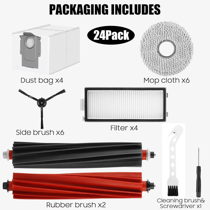 Zubehörset für Roborock Q Revo Master/Q Revo Slim, Ersatzteil Set für Roborock Qrevo Master, 2 Haupt
