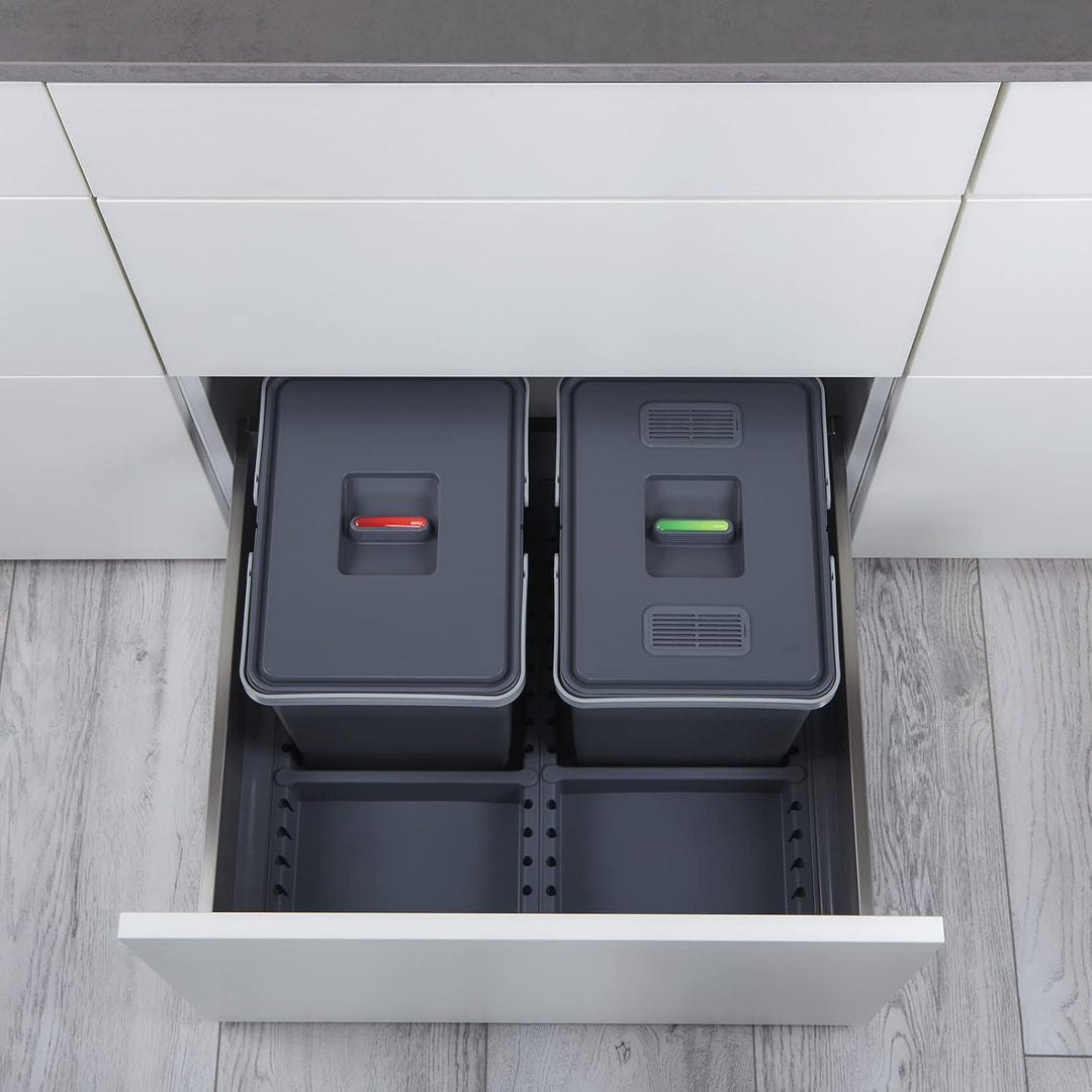 SOTECH Abfallsammler Draw 15+15L Mülleimer mit Deckel Abfallsystem für Auszug Korpusbreite 60 cm DRA