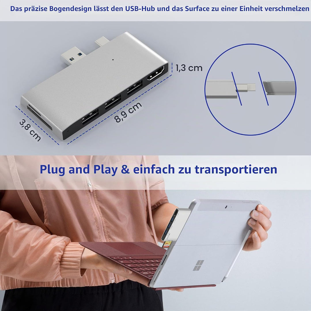 Surface Pro 6/5/4 Dock USB Hub Adapter - USB 3.0 * 3 Surface Pro 4/5/6 Dockingstation Multiport Moni