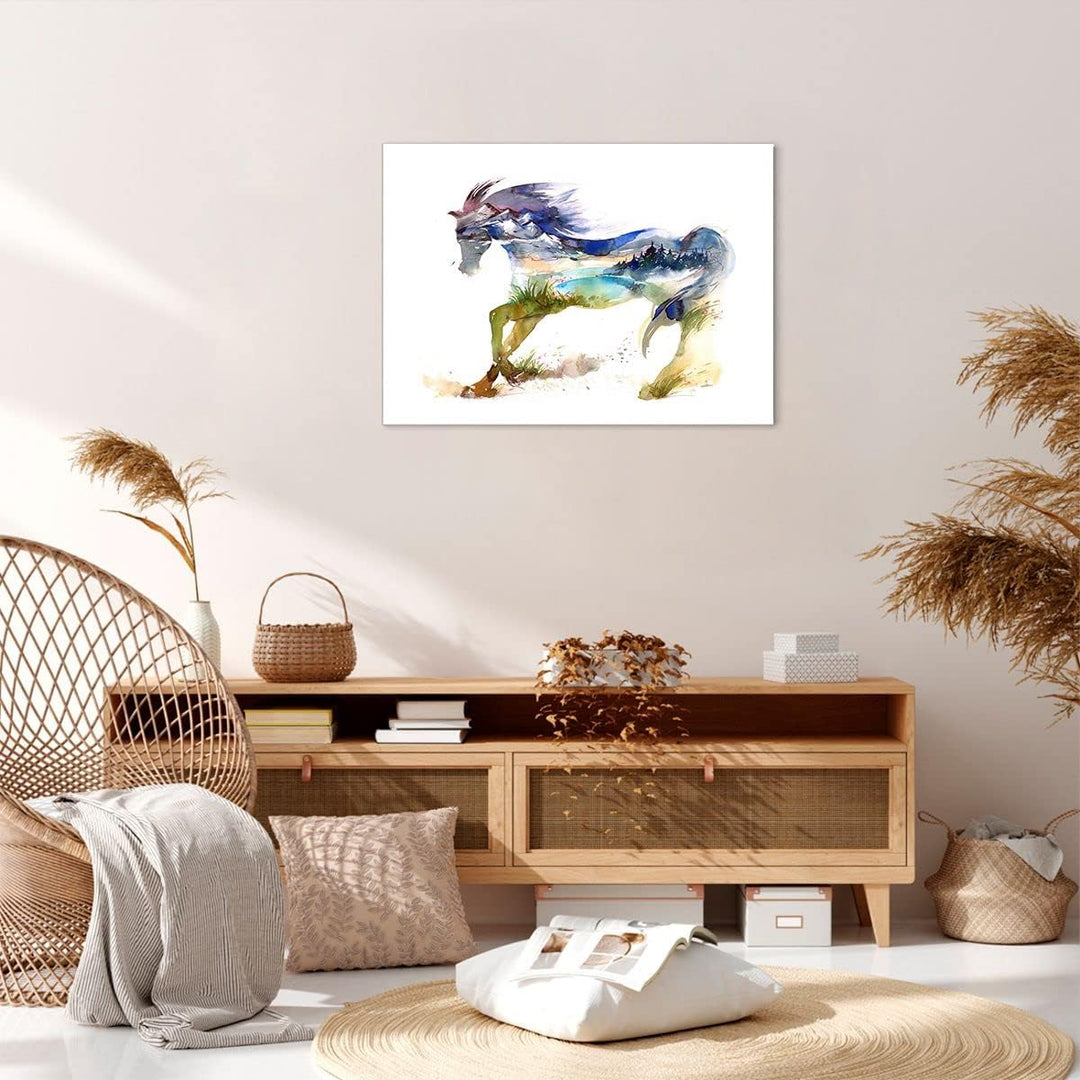 Bilder auf Leinwand Pferd Natur arabien ethnische Leinwandbild 70x50cm Wandbilder Dekoration Wohnzim