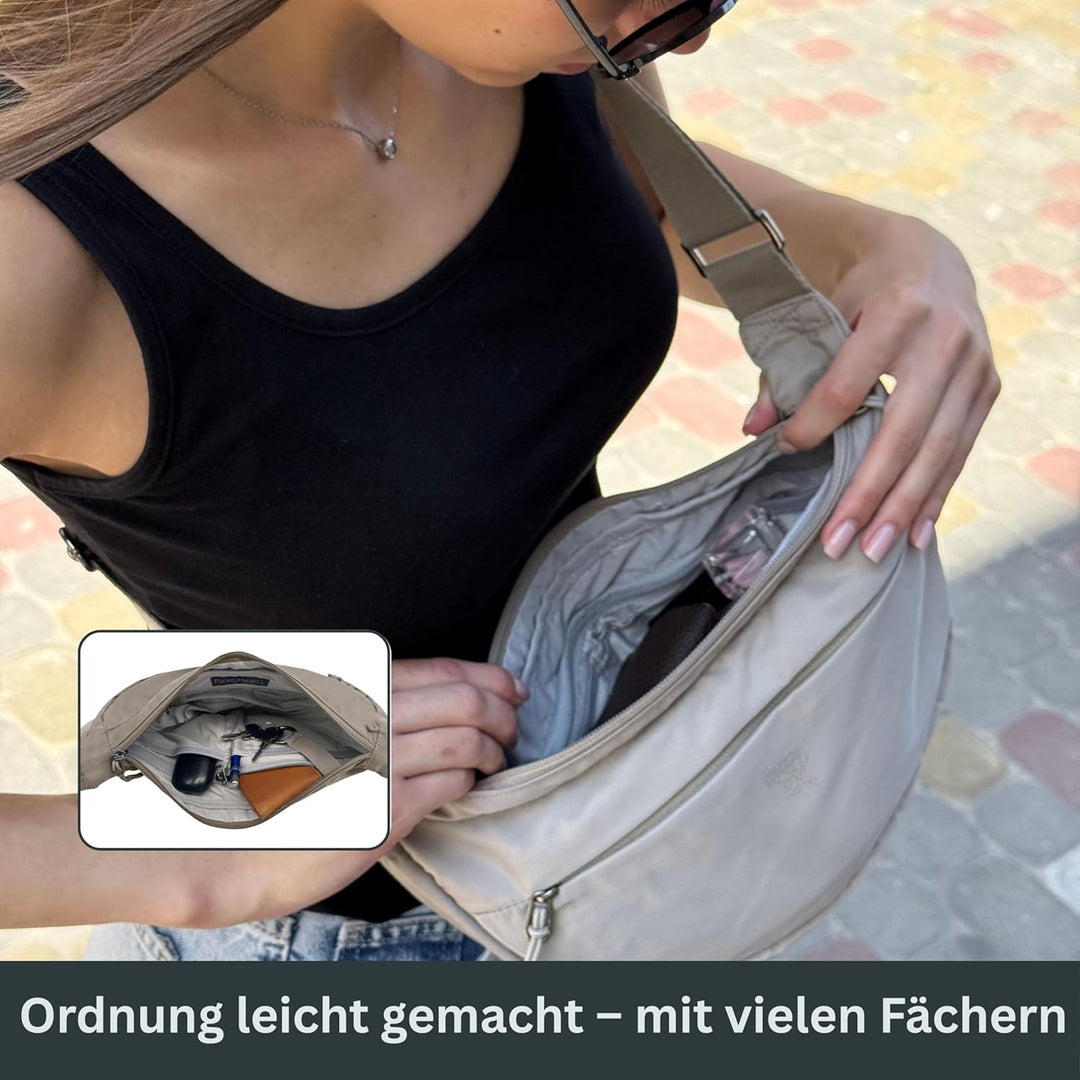 FUCHS & REBELL® Moon Bag BELA - Smart & Nachhaltig – Fahrrad Crossbody Tasche mit 3-Punkt-Gurt-Syste