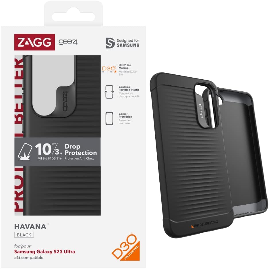 Gear4 Havana D30 Protective Case for Samsung Galaxy S23 Ultra, 6.8in, Slim, Shockproof, Impact Prote