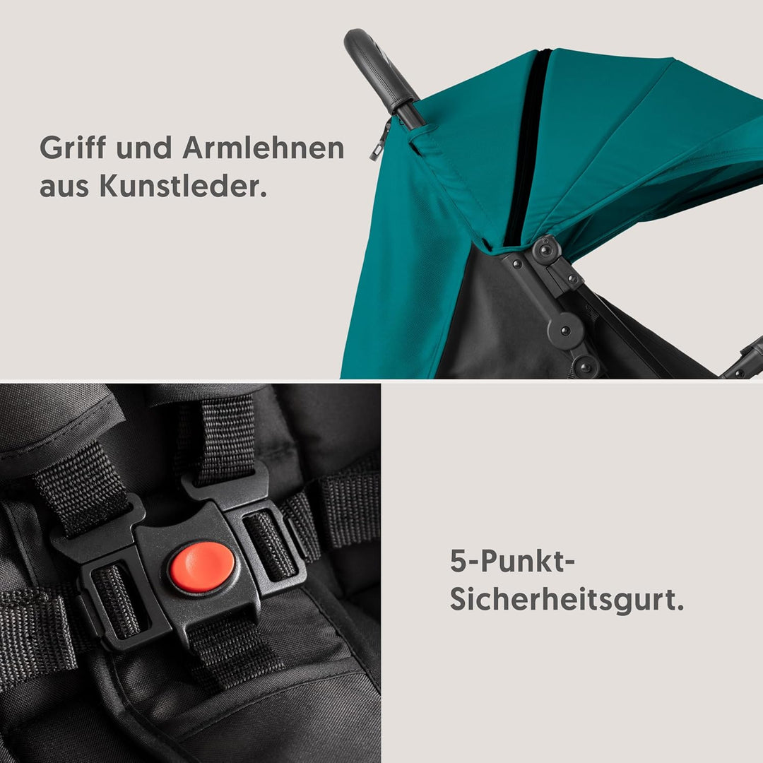 Interbaby Reisebuggy klein bis 22 kg Handgepäck, Liegefunktion (Grün) | Reisebuggy Einhand-Faltsyste