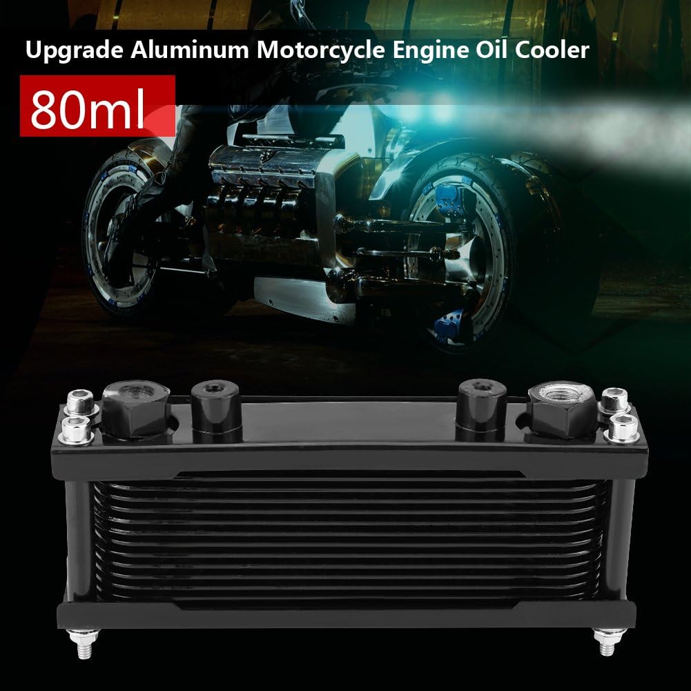 Motorrad Ölkühler, Qiilu Ölkühler, Upgrade Aluminium Motorrad Motorölkühler Kühlung Kühler 50CC-200C