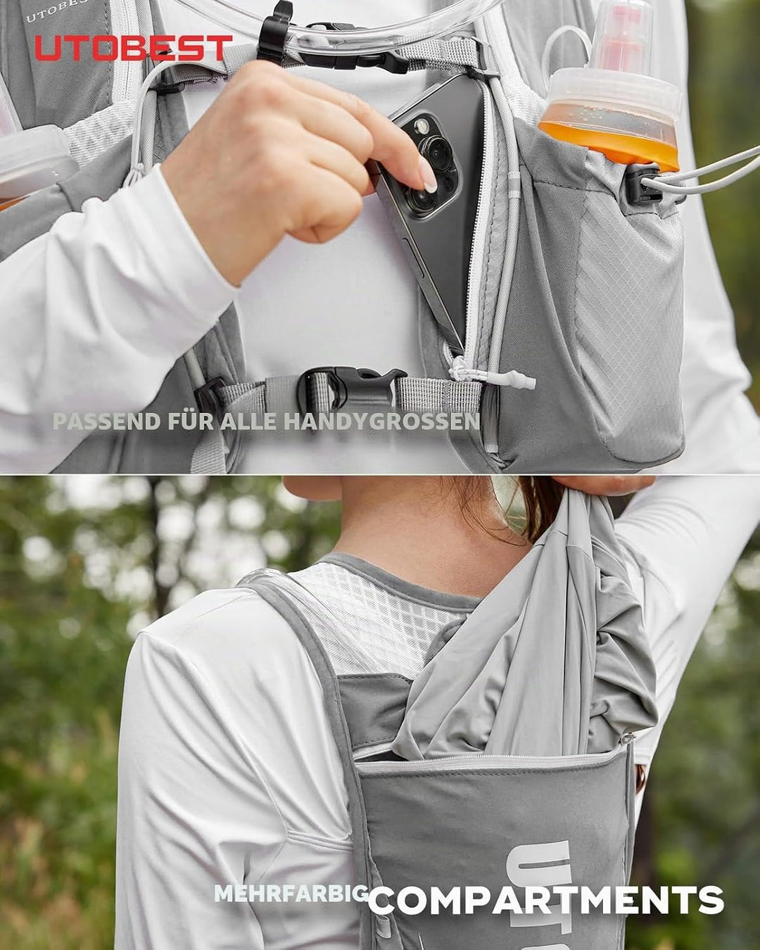 UTOBEST Trinkrucksack 5L, Laufweste, Herren Damen Ultraleicht Laufrucksack für Laufen, Marathon, Jog