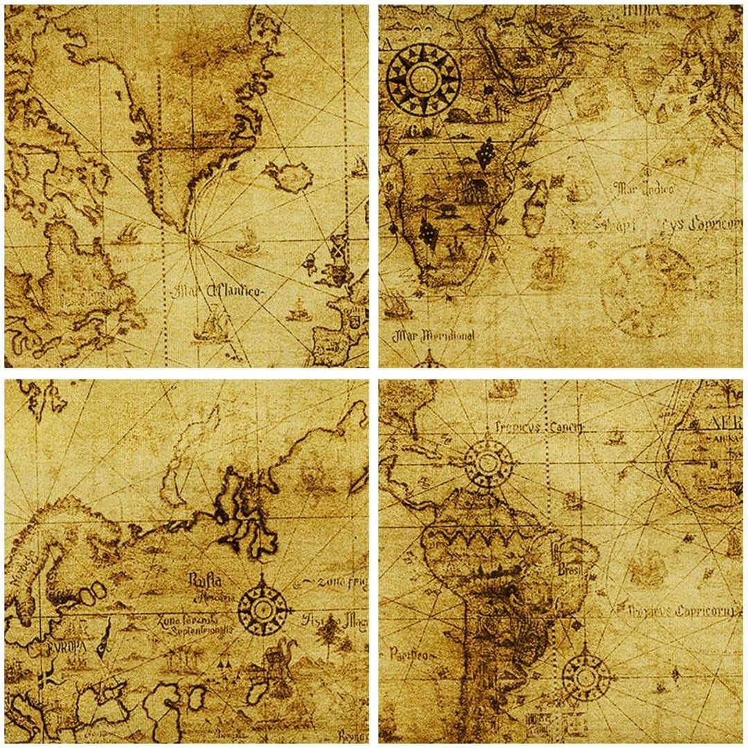 Bilder auf Leinwand Karte Welt Kontinente Leinwandbild mit Rahmen 60x60cm Wandbilder Dekoration Wohn