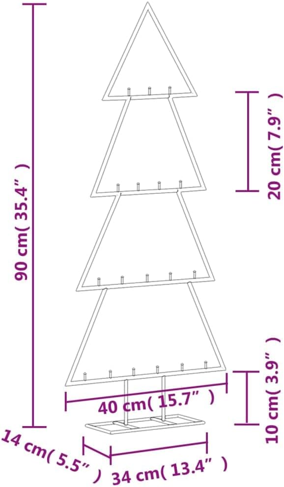 vidaXL Metall Weihnachtsbaum für Dekorationen, Christbaum mit Ständer, Platzsparend DIY Dekoration,