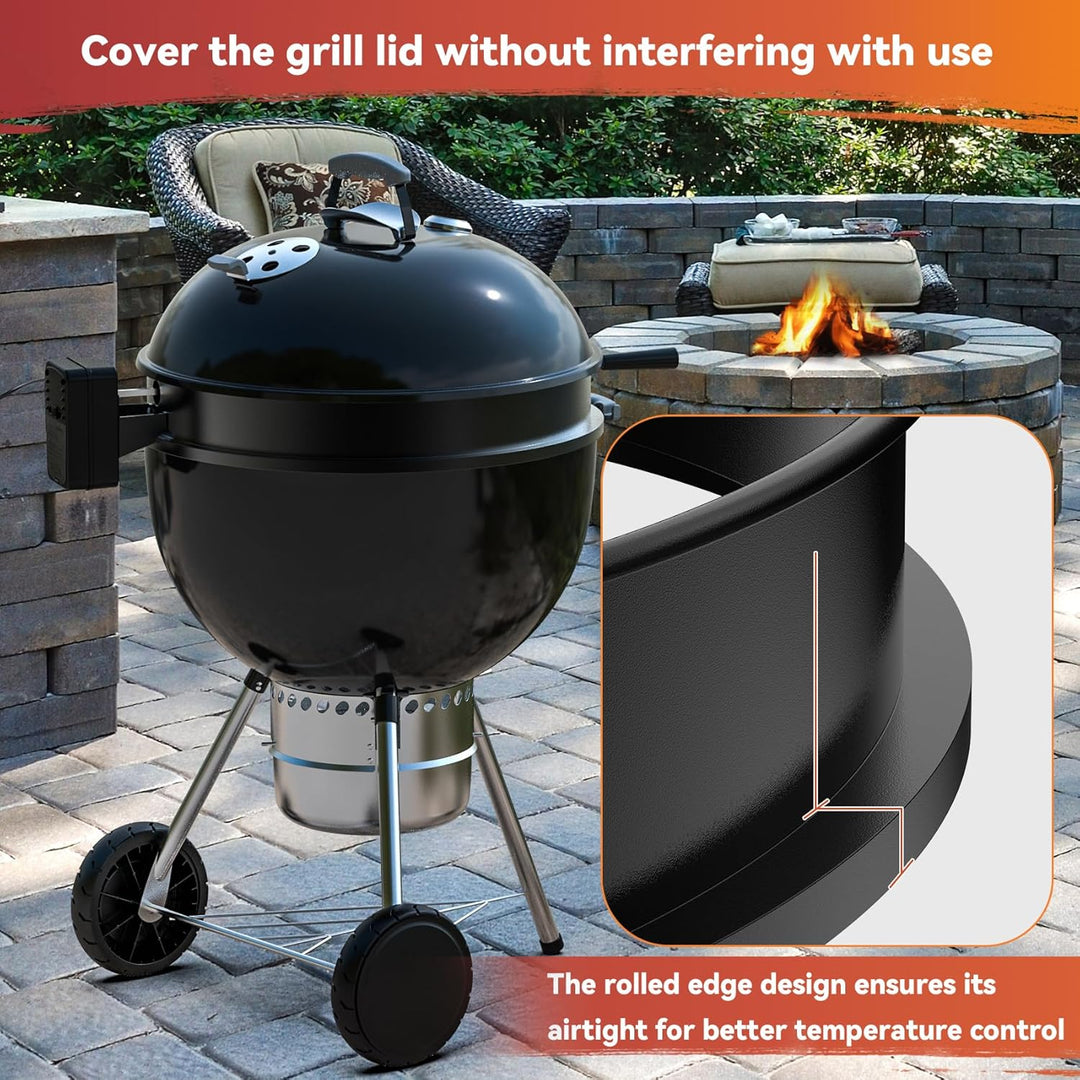 onlyfire Rotisserie Grillspiess Set mit DC Grillmotor und Adapter, Drehspiess für Weber 57cm Kettle