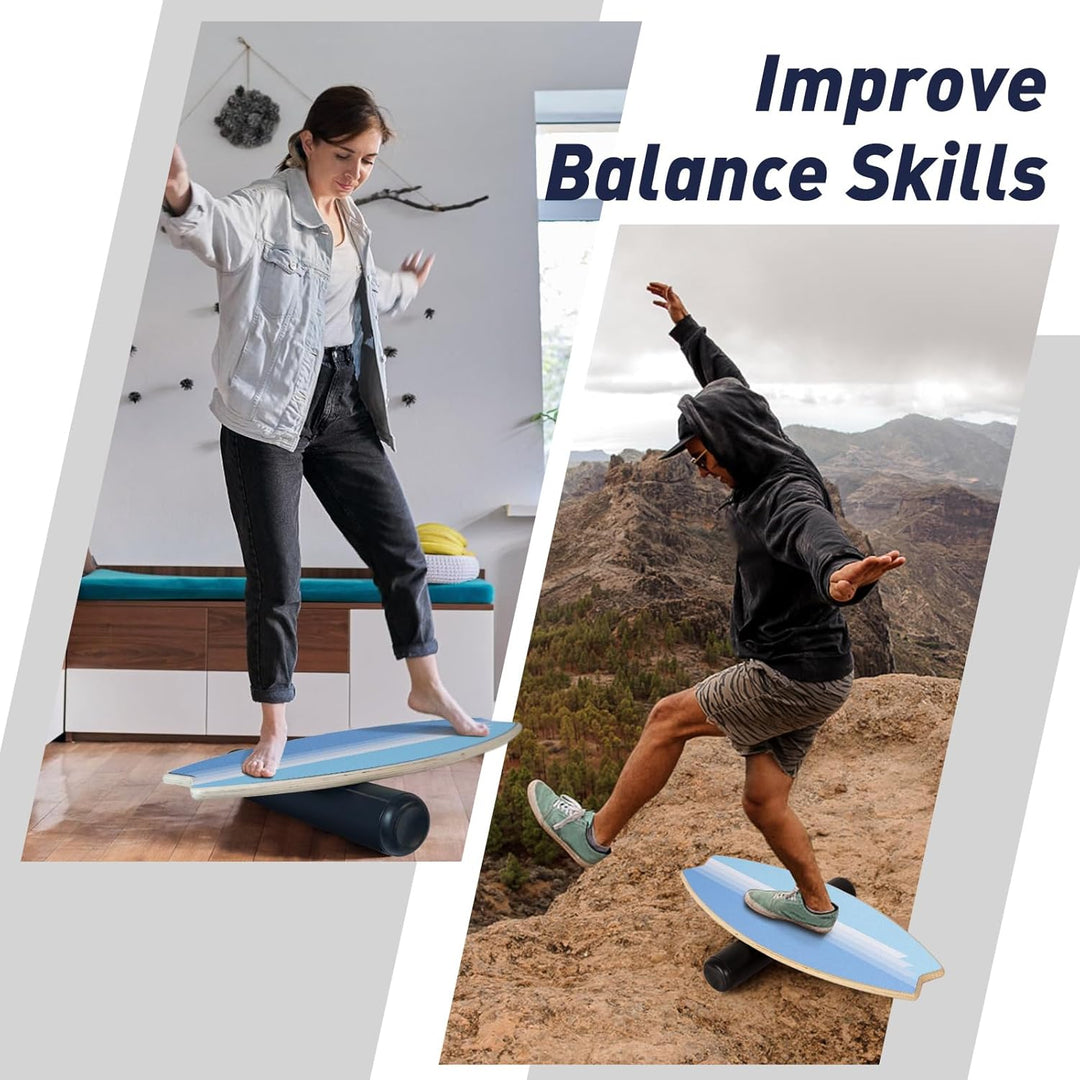 Leogreen Balance Board aus Holz in Surfboard, 7-in-1 Surfin Balanceboards Erwachsene Gleichgewichtst