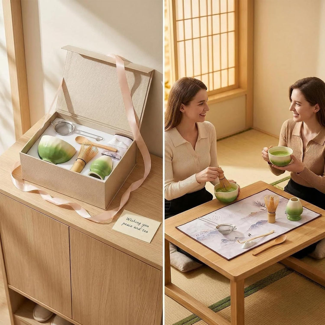 Matcha Set - 8 stuck Vollständiges Matcha Tee Zeremonie Set mit Chasen, Chasen-Ständer,Teeschale, Lö