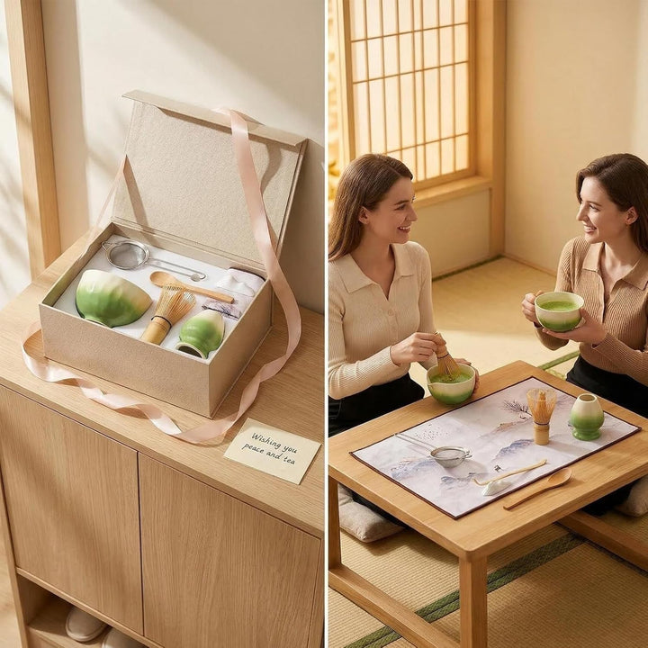 Matcha Set - 8 stuck Vollständiges Matcha Tee Zeremonie Set mit Chasen, Chasen-Ständer,Teeschale, Lö