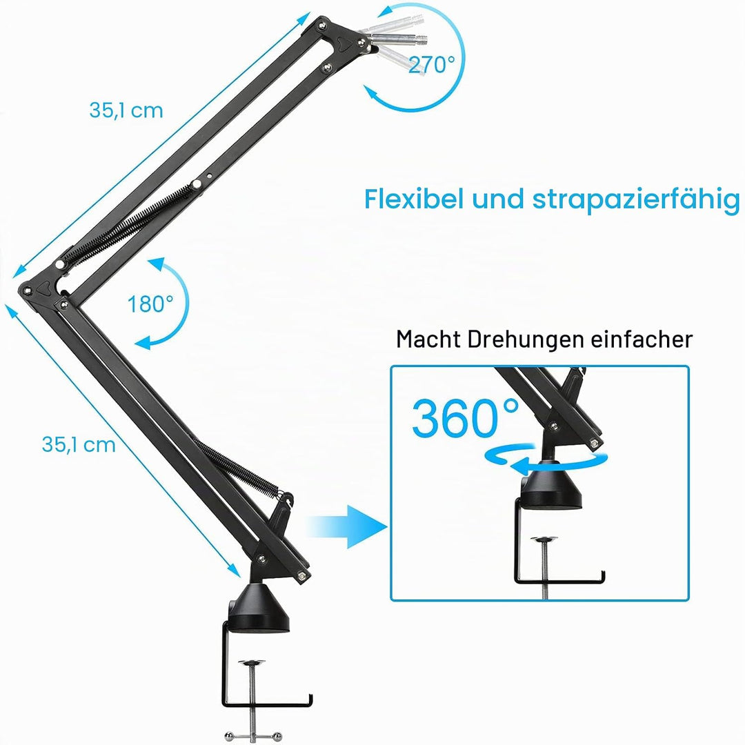 Blue Yeti X Mikrofonarm mit Popschutz - Professioneller Mikrofon Arm Ständer Kompatibel mit Blue Mic
