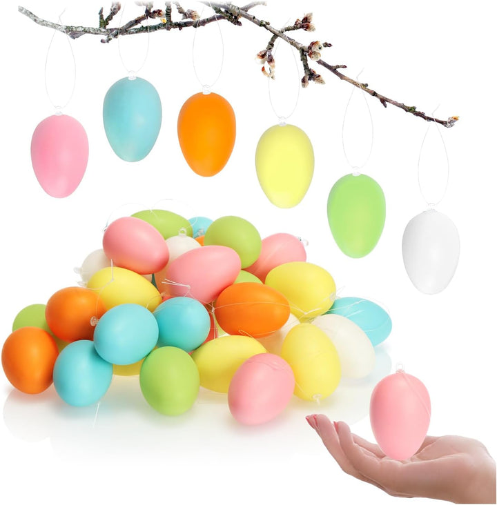 com-four® 36x Ostereier zum Aufhängen - Osterdeko in schönen Pastellfarben - Deko Ostereier - Grösse