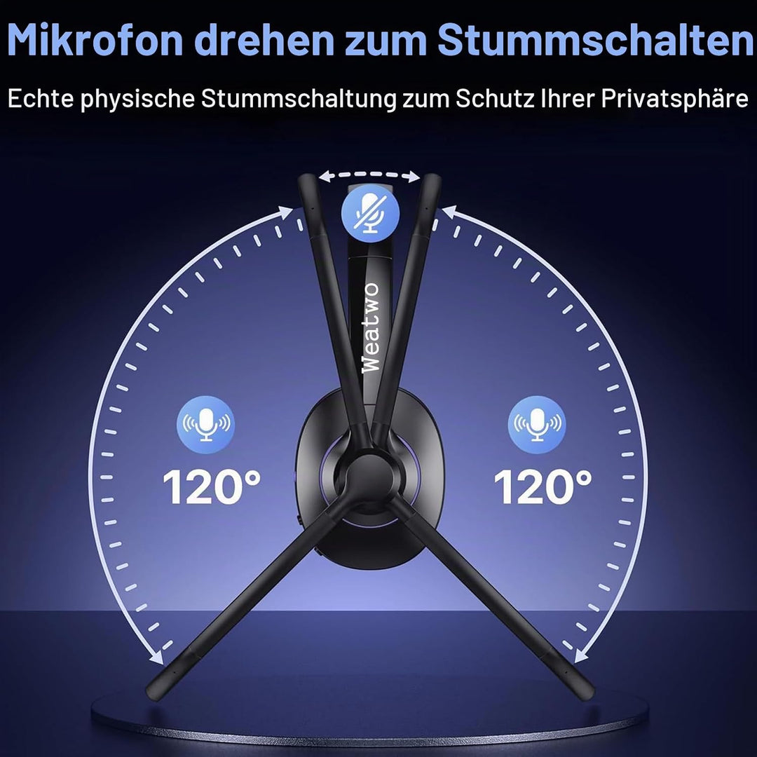 Bluetooth Headset Mit CVC8.0 Und ENC Dual Mikrofon Noise Cancelling, Wireless PC Mit Mikrofon, 30+ S