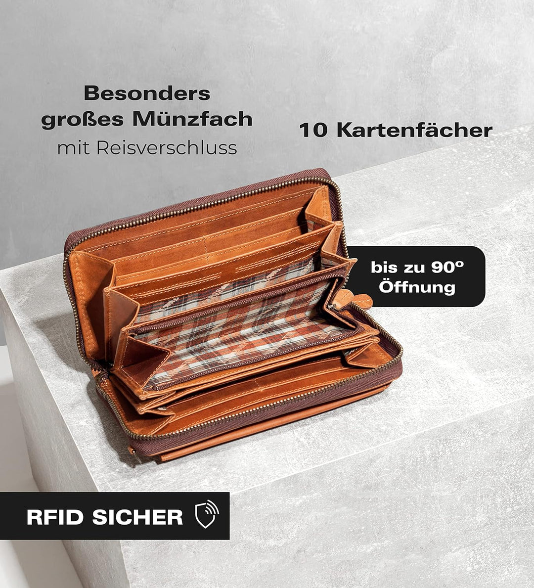 Hill Burry Leder Handy Portemonnaie Saira I Wallet | Umhängetasche | Handy-Geldbörse aus hochwertige