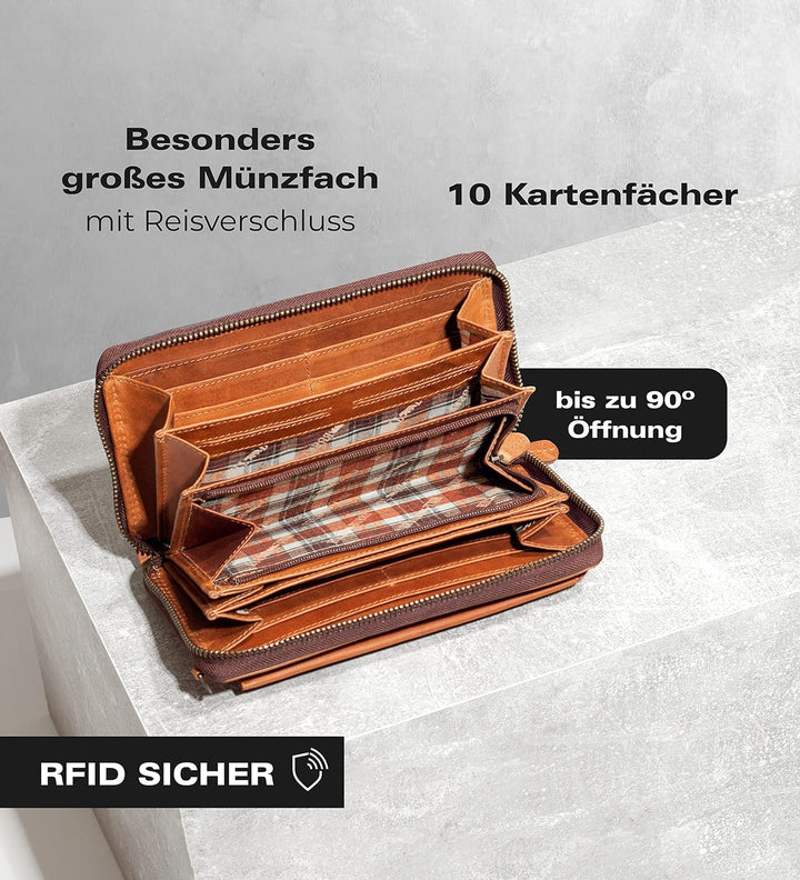 Hill Burry Leder Handy Portemonnaie Saira I Wallet | Umhängetasche | Handy-Geldbörse aus hochwertige