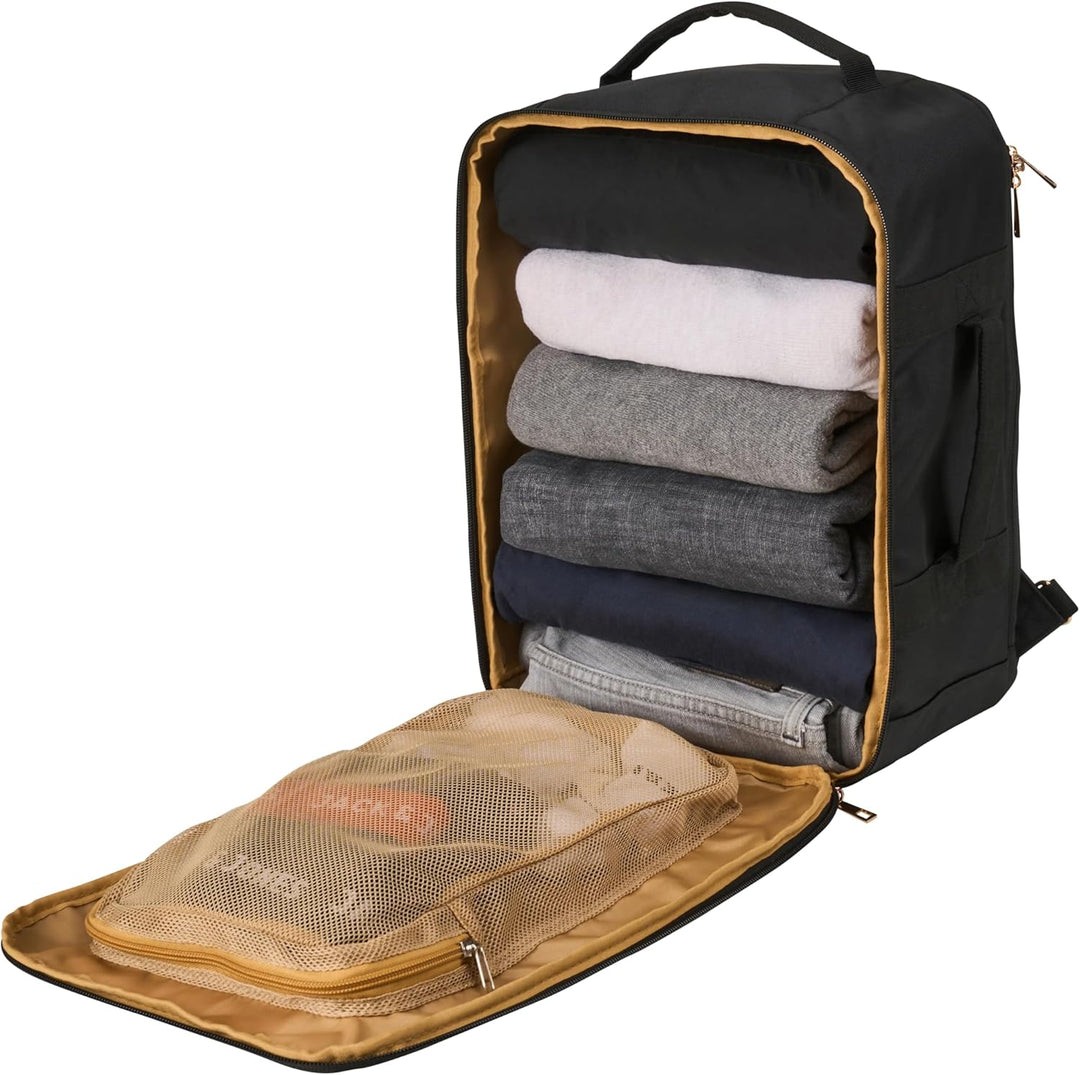 Cabin Max Handgepäck-Rucksack Backpack Reiserucksack Ryanair 40x30x20 24L 40 x 30 x 20cm Schwarz/Gol