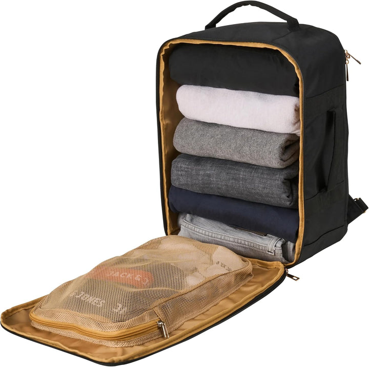 Cabin Max Handgepäck-Rucksack Backpack Reiserucksack Ryanair 40x30x20 24L 40 x 30 x 20cm Schwarz/Gol