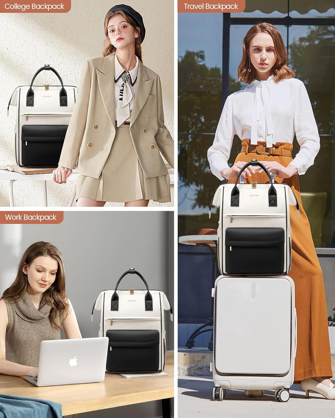 LOVEVOOK Rucksack Damen, 17 Zoll Laptop Arbeitstasche Reiserucksack Schulrucksack Gross, Wasserdicht