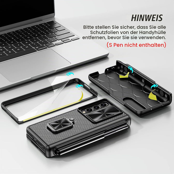 Doeshine Hülle Samsung Galaxy Z Fold 4 mit S Pen Slot &amp; Ständer, Ganzkörper Robuste Handyhülle mit P