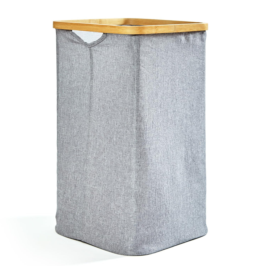 Faltbarer Wäschekorb mit Ring aus ökologischen Bambus ca. 50x32cm &amp; 50 Liter Inhalt| Wäschesortierer