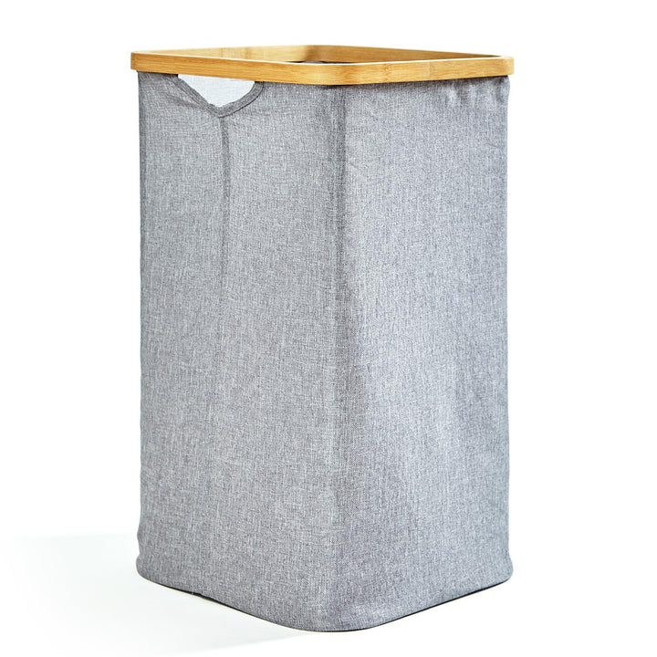 Faltbarer Wäschekorb mit Ring aus ökologischen Bambus ca. 50x32cm &amp; 50 Liter Inhalt| Wäschesortierer