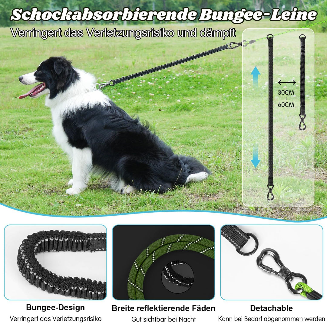 Aystkniet Schleppleine 10M für Hunde, Hundeleine mit Abnehmbare Elastische Kordel | Abschliessbarer