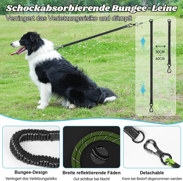 Aystkniet Schleppleine 10M für Hunde, Hundeleine mit Abnehmbare Elastische Kordel | Abschliessbarer