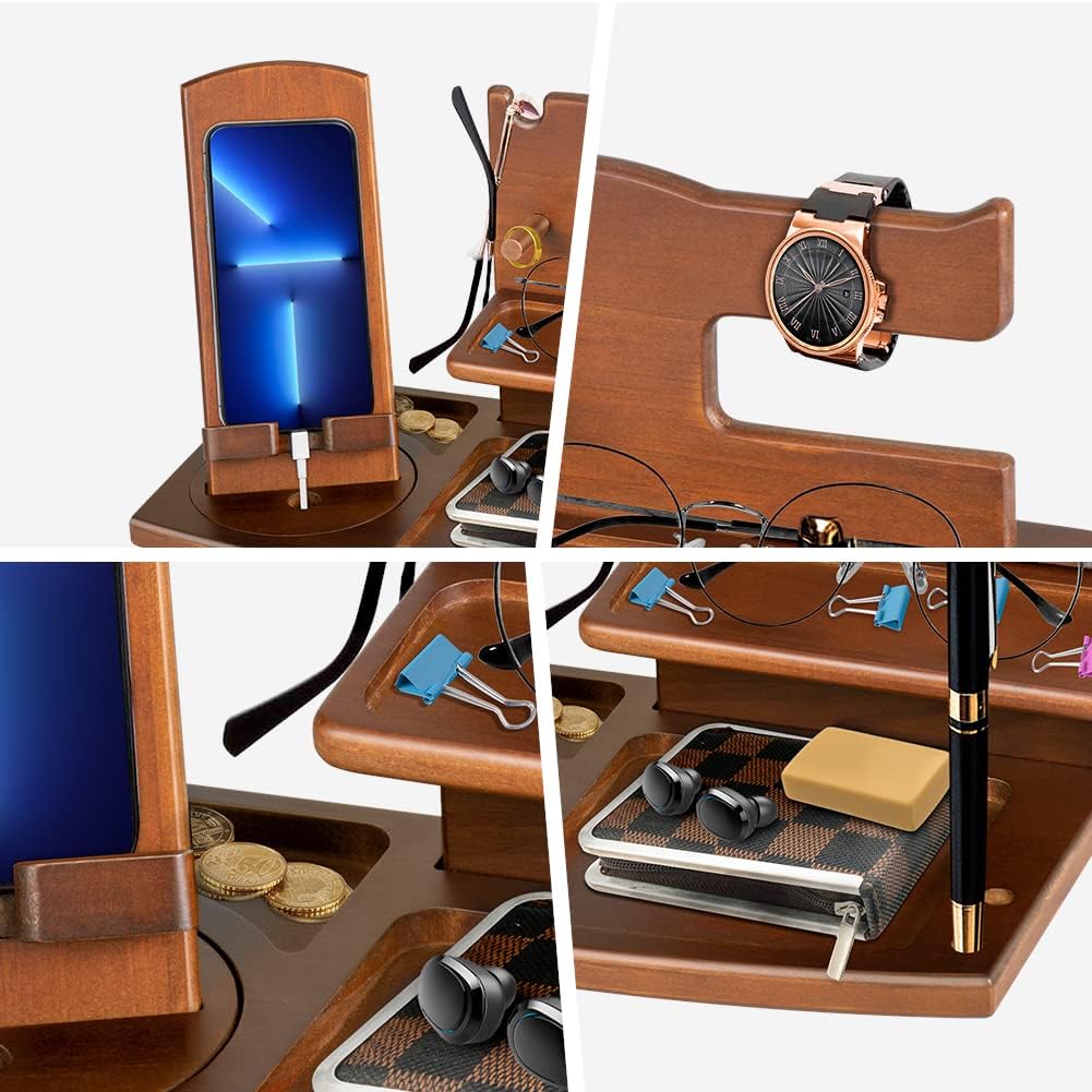 Geschenke für Männer Weihnachten Holz Telefon Dockingstation Nachttisch Organizer Männer Geschenk Ge