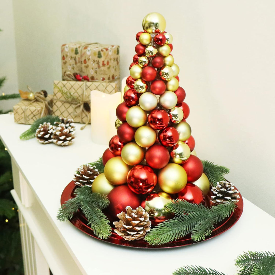 COM-FOUR® Künstlicher Weihnachtsbaum mit Christbaumkugeln - Geschmückter Tannenbaum für die Weihnach