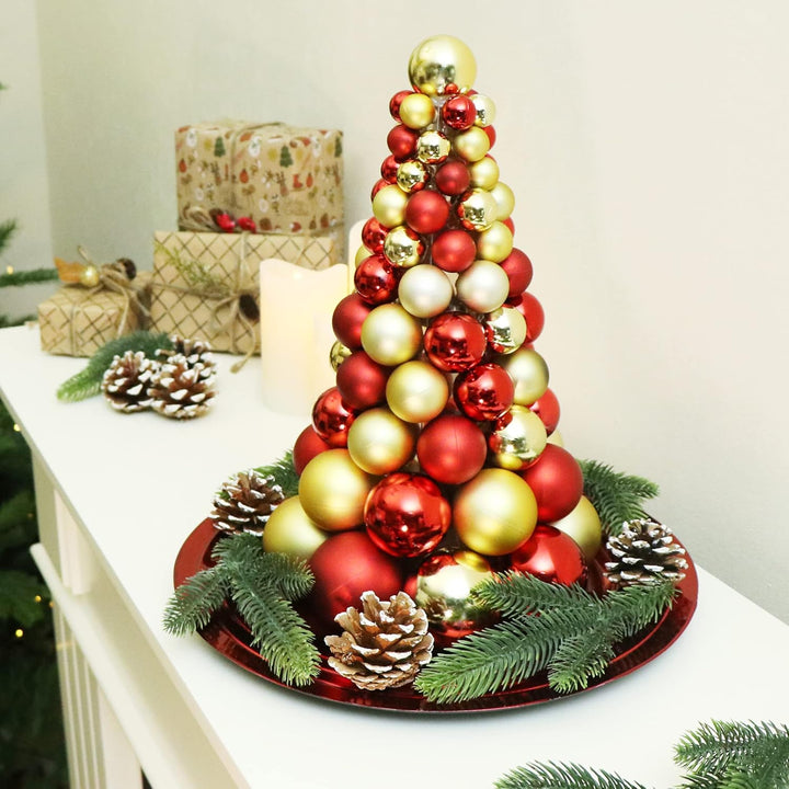 COM-FOUR® Künstlicher Weihnachtsbaum mit Christbaumkugeln - Geschmückter Tannenbaum für die Weihnach