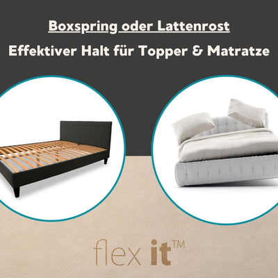Flex it - flexTopp 100x200 cm Antirutschmatte für Bett Matratzen Befestigung Topper Matratze Lattenr