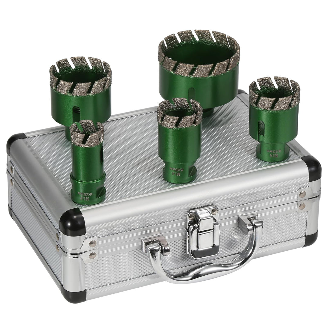 5 Stück 25-68mm Trocken Fliesenbohrer Set, M14 Gewindeanschluss Vakuumgelötete Lochsäge Diamantbohre