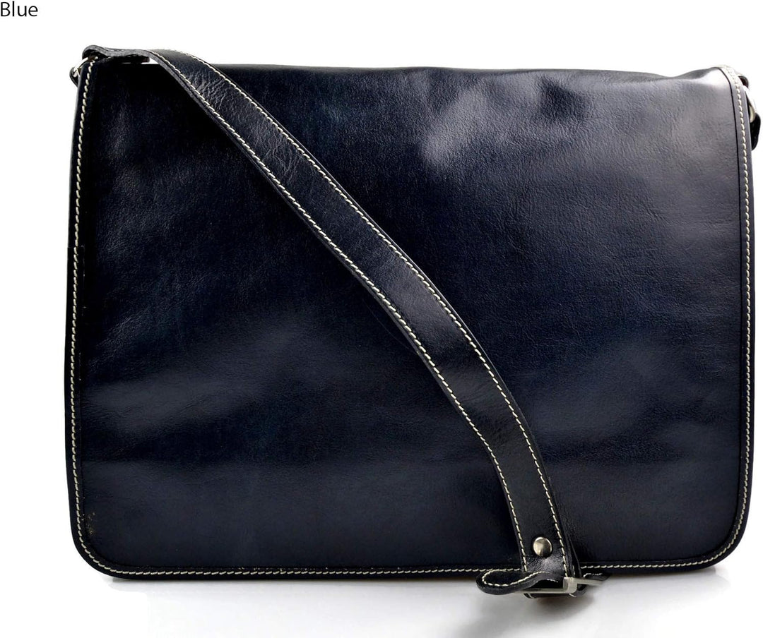 Leder herren aktentasche messenger ledertasche umhangetasche schultertasche tragetasche made in Ital