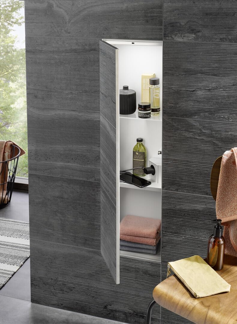EMCO Asis Plus Unterputz-WC Modul mit Toilettenpapierhalter, Badezimmerschrank für unsichtbaren Stau
