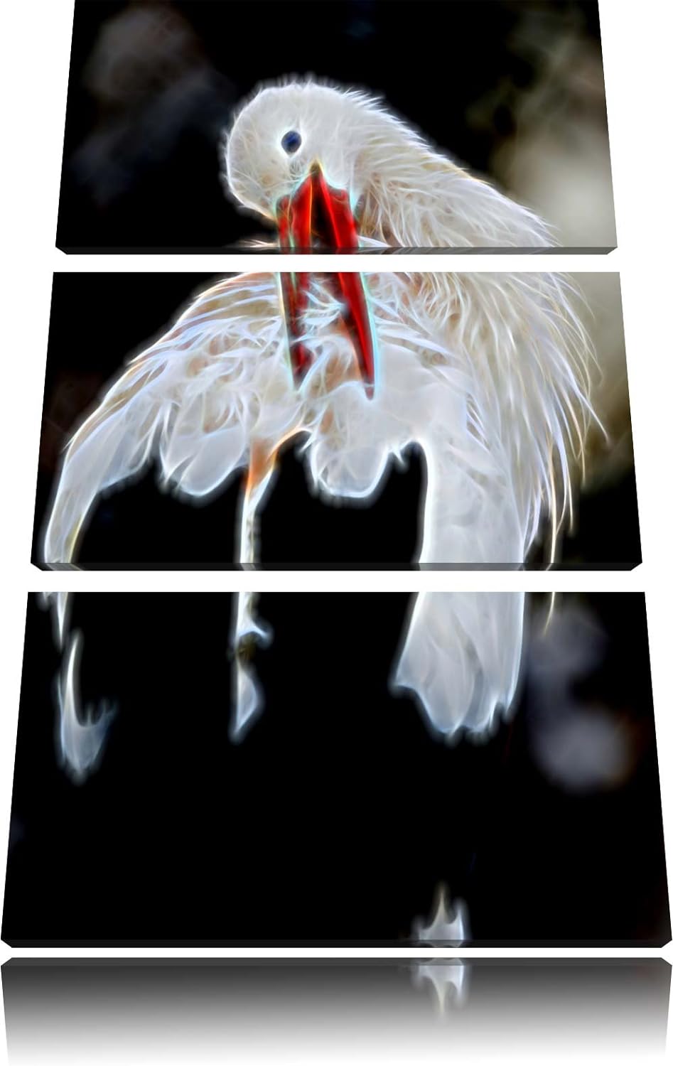 Dark Storch putzt sich Spezial 3-Teiler Leinwandbild 120x80 Bild auf Leinwand, XXL riesige Bilder fe