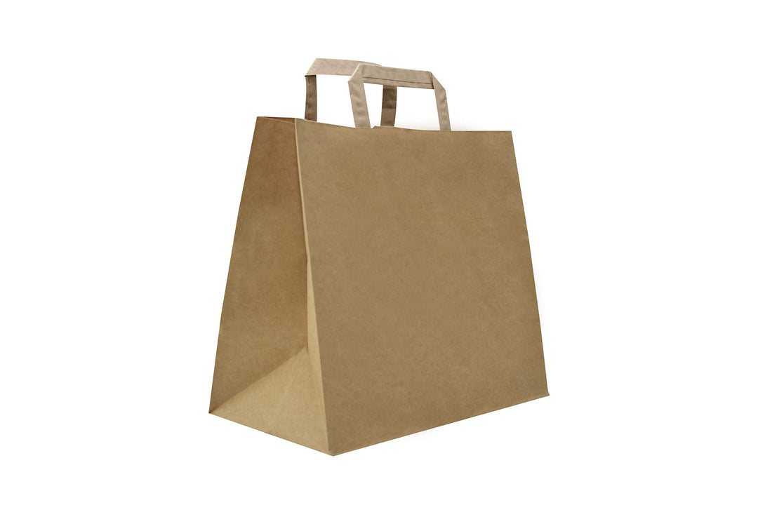 Carte Dozio S.r.l. Kraft Shopper mit quadratischem Boden, Havanna, flacher Griff, 27 cm + 17 x 29 cm