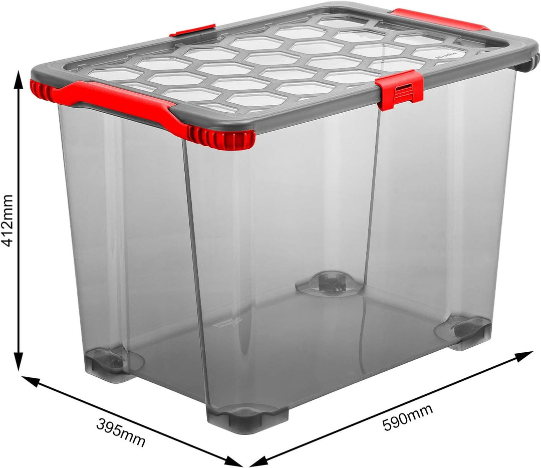 Rotho Evo Total Protection 3er-Set Aufbewahrungsbox 65l mit Deckel, lebensmittelechter Kunststoff (P