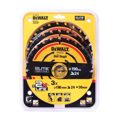 Dewalt Elite Kreissägeblatt-Set DT10399 (Sägeblatt-ø 190/30 mm, Schnittbreite: 1,65 mm, 24 Zähne, Ge